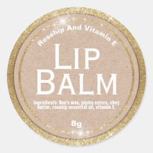 Kraft On Faux Gold Glitter Lip Balm Labels
