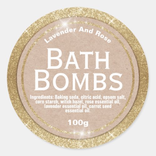 Kraft On Glam Gold Bath Bomb Labels
