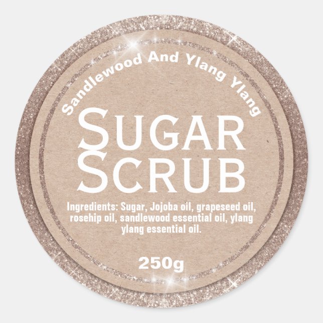 Kraft On Glitter Sugar Scrub Labels (Front)