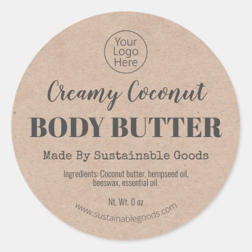 Kraft Organic Handmade Body Butter Logo Labels