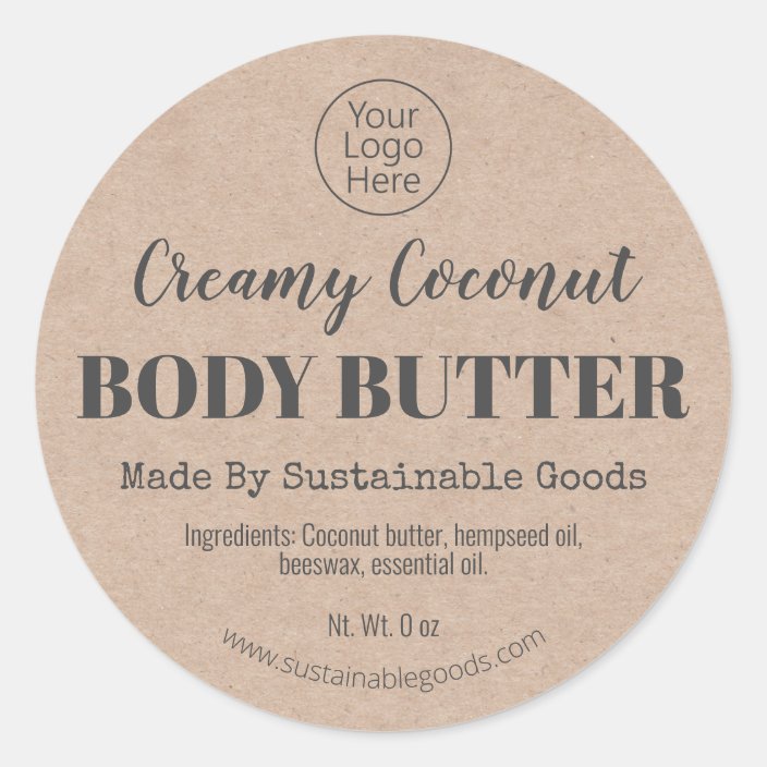 Kraft Organic Handmade Body Butter Logo Labels