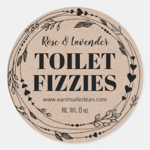 Kraft Organic Handmade Toilet Fizzy Bomb Labels