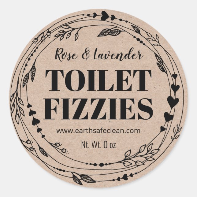 Kraft Organic Handmade Toilet Fizzy Bomb Labels (Front)