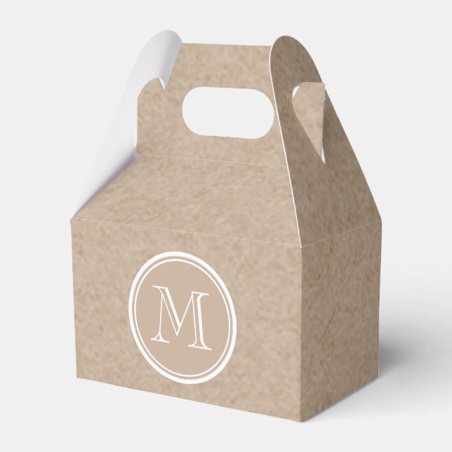Kraft Paper Background Monogram Favor Boxes (Front Side)