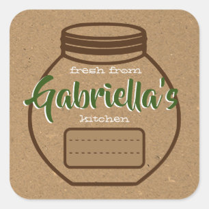 Kraft Paper Brown Green Jam Jar Food Labels Blank