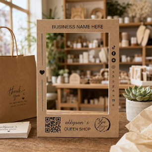 Kraft Paper Business Logo QR Code Social Media Selfie Frame