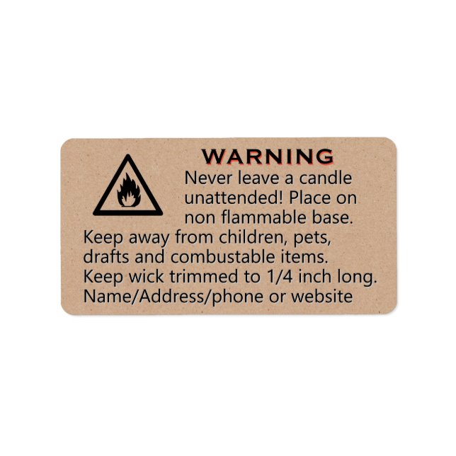 Kraft Paper Candle Warning Label (Front)