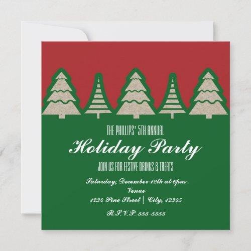 Kraft Paper Christmas Tree Red  Green Invitations