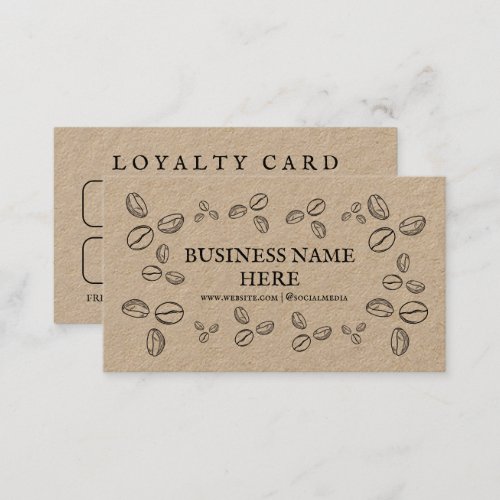 Kraft Paper Coffee Beans Caf Coffee Shop  Loyalty Card