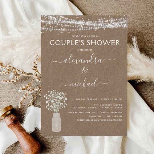 Kraft Paper Couples Shower Rustic Invitation