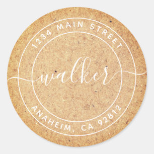 Kraft Paper Create Your Own Round Return Address Classic Round Sticker