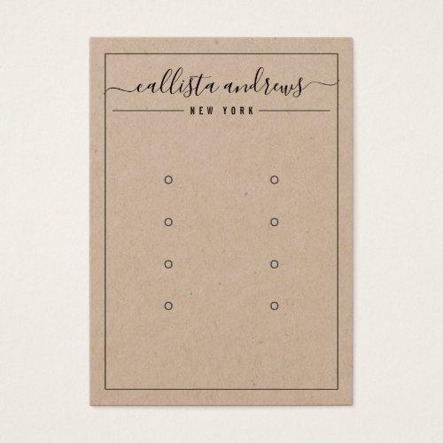 Kraft Paper Cursive Multiple Earring Display Card