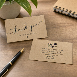 Kraft paper custom logo thank you business card