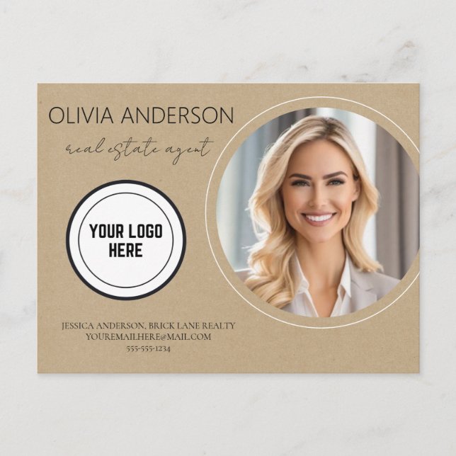 Kraft Paper Customizable Real Estate Marketing  Postcard (Front)