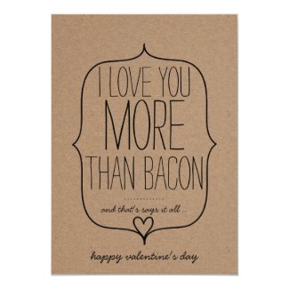 Kraft Paper Cute Heart Funny Bacon Valentines Day