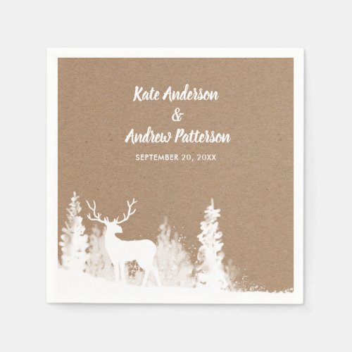 Kraft Paper Deer Christmas Wedding Napkins