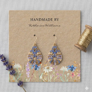 Kraft Paper Earring Display    Wildflower Floral  Square Business Card