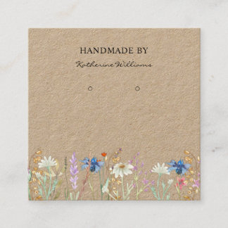 Kraft Paper Earring Display  | Wildflower Floral  Square Business Card