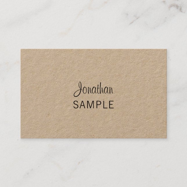 Kraft Paper Elegant Script Modern Unique Trendy Business Card (Front)