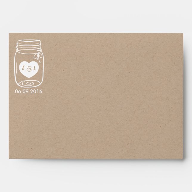 Kraft Paper Envelope Mason Jar Wedding (Front)