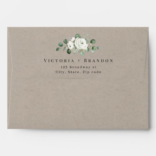 Kraft paper eucalyptus greenery floral wedding envelope