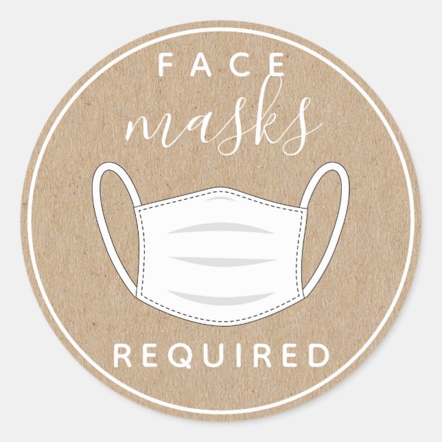 Kraft paper Face mask requred label (Front)