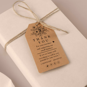Kraft paper floral thank you for Gift Tag