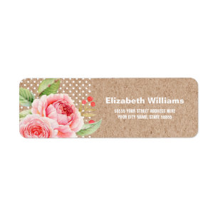 Kraft Paper Floral Wedding Return Address Labels