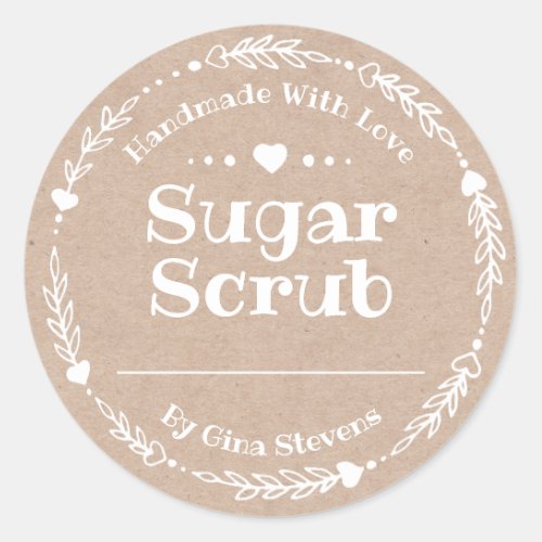 Kraft Paper Handmade Sugar Scrub Classic Round Sticker