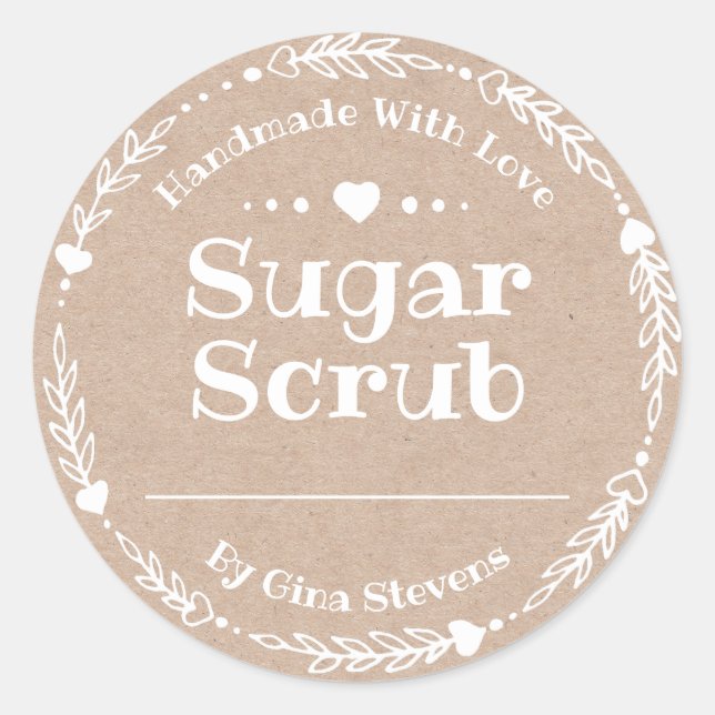 Kraft Paper Handmade Sugar Scrub Classic Round Sticker (Front)