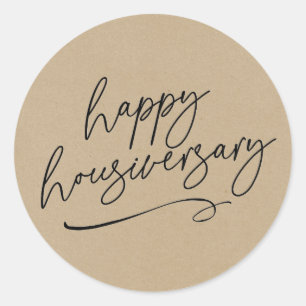 Kraft Paper Happy Home Anniversary Real Estate  Classic Round Sticker