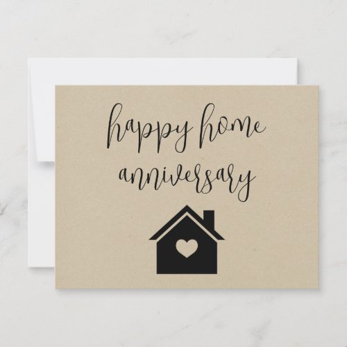 Kraft Paper Happy Home Anniversary Realty   Card