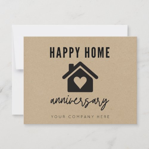 Kraft Paper Happy Home Anniversary Realty Card