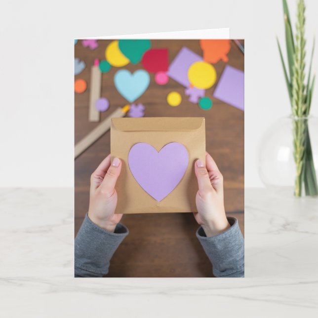 Kraft Paper Heart Handmade Card (Front)