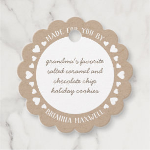 Kraft Paper Hearts Made with Love Favor Tags