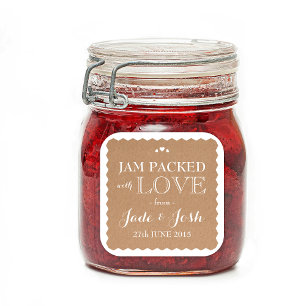 Kraft Paper Hearts Wedding Favor Jam Jar Sticker