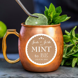 Kraft Paper Hearts Wedding Mint Favor Round Classic Round Sticker