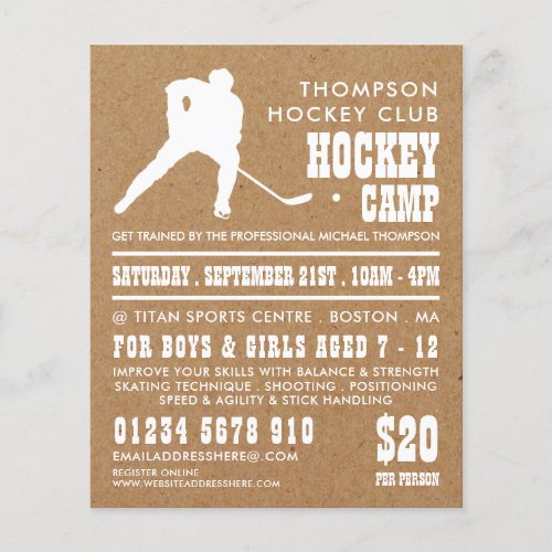 Kraft Paper Hockey Camp Advertising Flyer