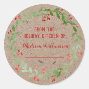 Kraft Paper Holiday Kitchen Canning Homemade Classic Round Sticker