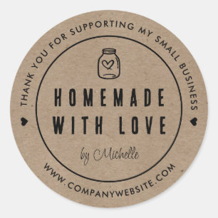 Kraft Paper Homemade Business Thank You Classic Round Sticker