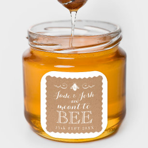 Kraft Paper Honey Meant to Bee Wedding Favor Square Sticker