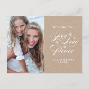 KRAFT PAPER JOY WISHES   HOLIDAY POSTCARD