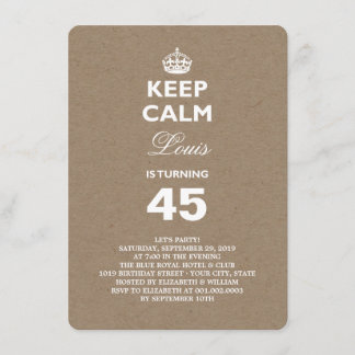 Kraft Paper Keep Calm Funny 40th Birthday Invite