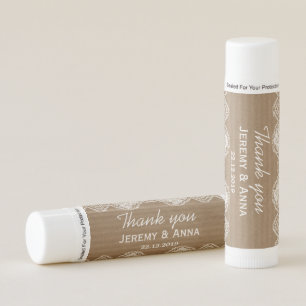 Kraft Paper Lace Thank You Wedding Lip Balm