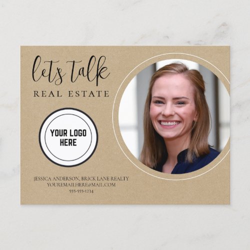 Kraft Paper Lets Talk Real Estate Postcard