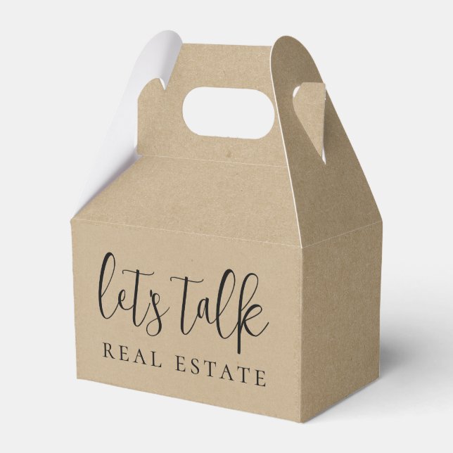 Kraft Paper Let's Talk Real Estate Realty Favor Boxes (Front Side)