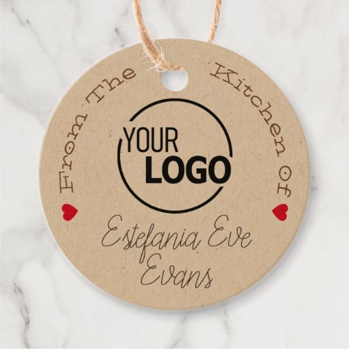 Kraft Paper Logo Signature Template Tiny Red Heart Favor Tags