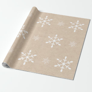 Kraft Paper Look and White Snowflakes Christmas