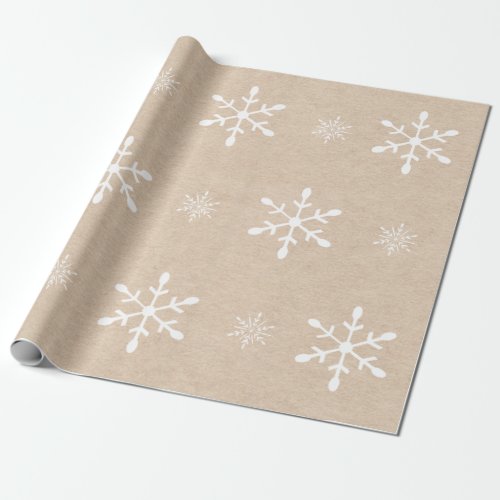 Kraft Paper Look and White Snowflakes  Christmas