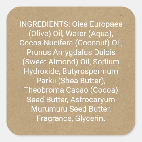 Kraft Paper Look Ingredient Listing Product Label